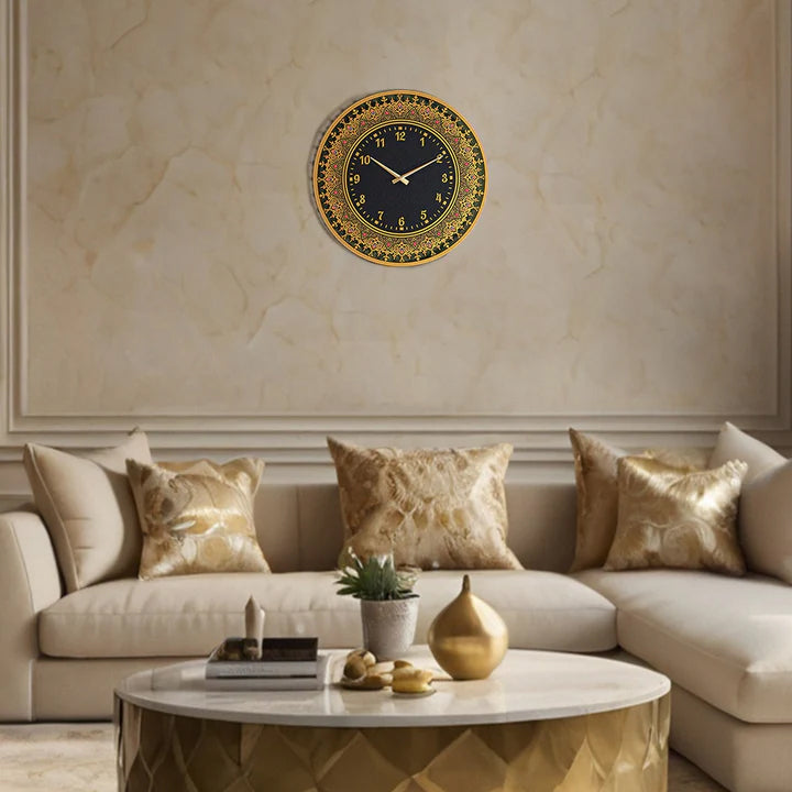 Islamic Patterned Metal Wall Clock with Latin Numerals – Modern Arabic Style Home Decor | Size 20" x 20" (60 x 60 cm)