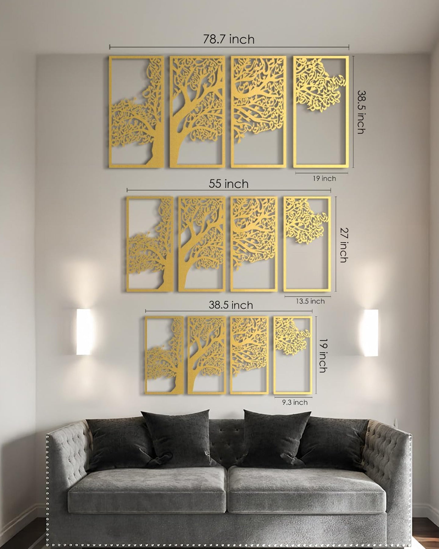 Metal Tree of Surahs (4 Quls) Islamic Wall Art Set of 4