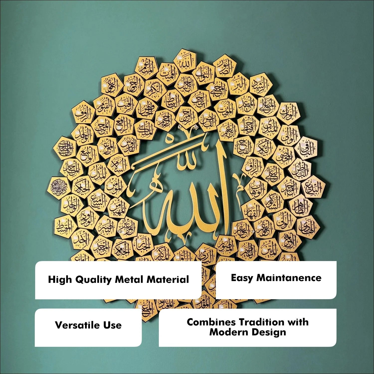 99 Names of Allah Asmaul Husna Islamic Wall Art - 24" x 24" (50 x 60 cm)