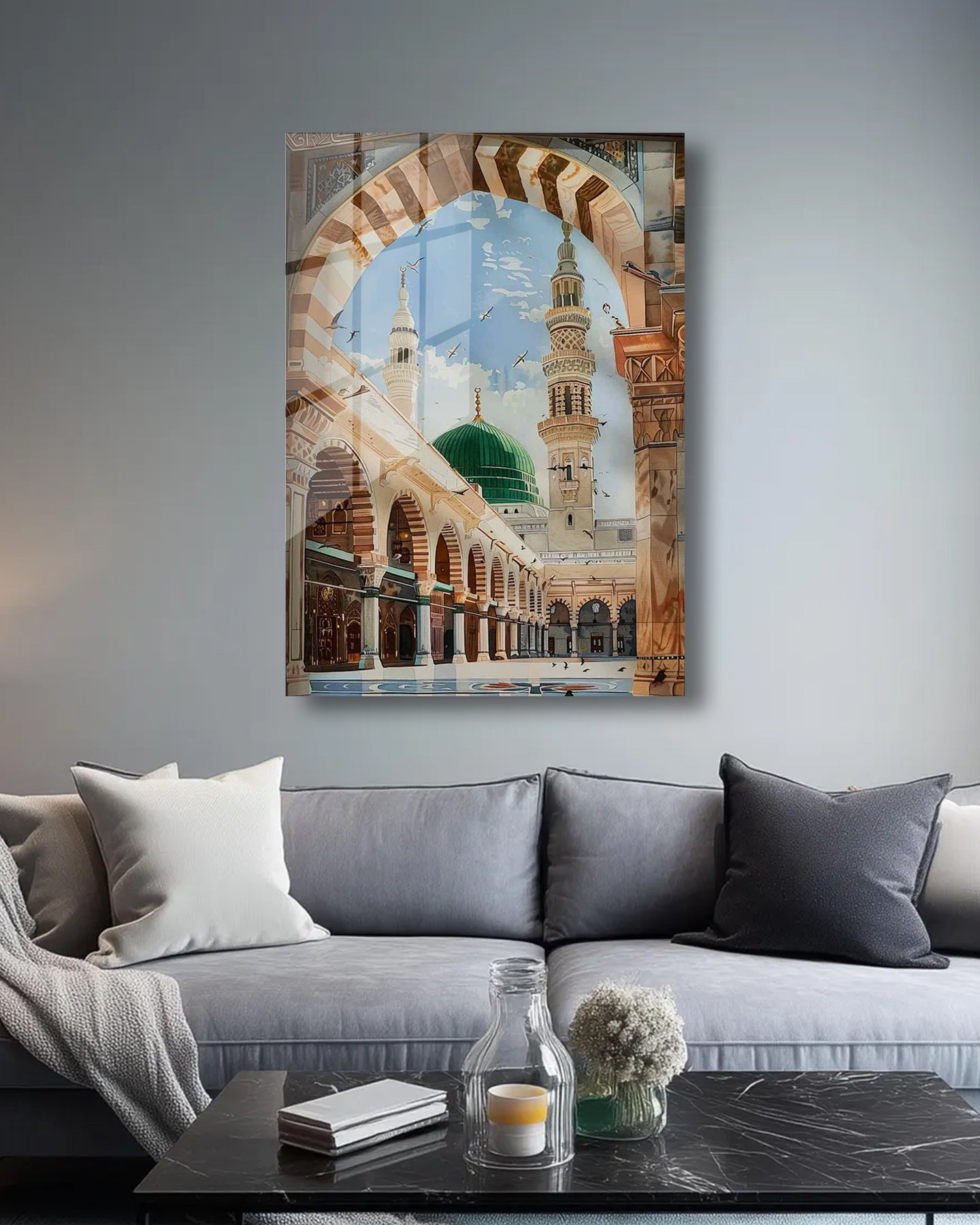 Acrylic Madina (Al-Masjid an-Nabawi) Islamic Wall Art Quran Decor, Arabic Calligraphy, Modern Islam Decoration