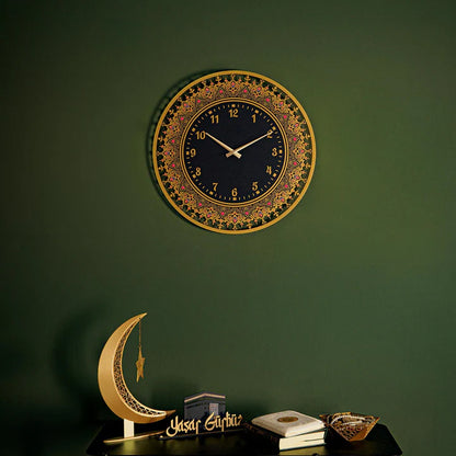 Islamic Patterned Metal Wall Clock with Latin Numerals – Modern Arabic Style Home Decor | Size 20" x 20" (60 x 60 cm)