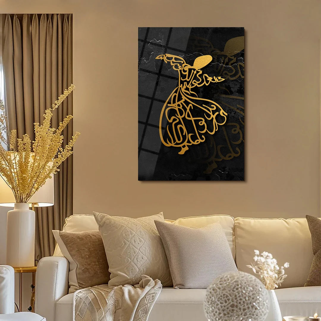 Maryam Islamic Art Whirling Dervish Metal Wall Art (Rumi) Glass Wall Art.