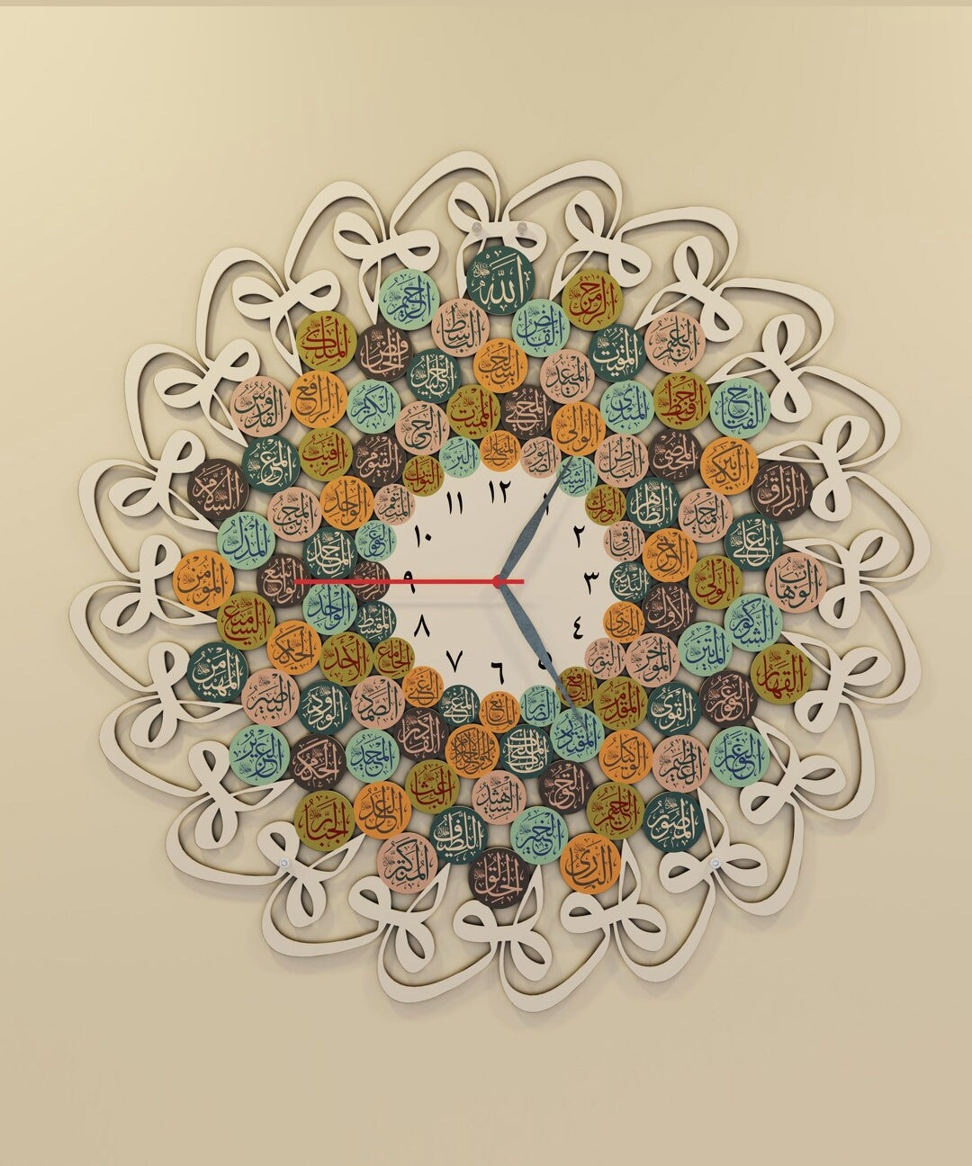 99 Names of Allah and Huwa Metal Islamic Wall Clock. Islamic Wall Art Arabic Calligraphy Muslim Home Decor Ramadan Decoration Eid Gift