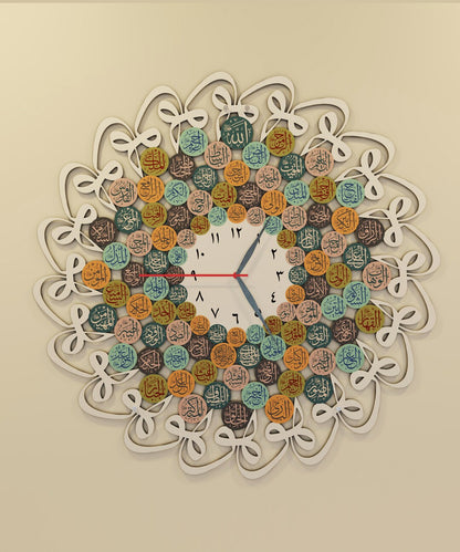 99 Names of Allah and Huwa Metal Islamic Wall Clock. Islamic Wall Art Arabic Calligraphy Muslim Home Decor Ramadan Decoration Eid Gift