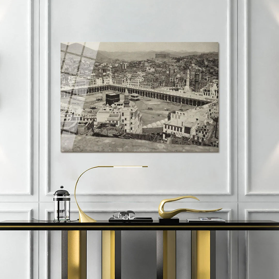 Maryam Islamic Art Old Kaaba Image Glass Wall Art.