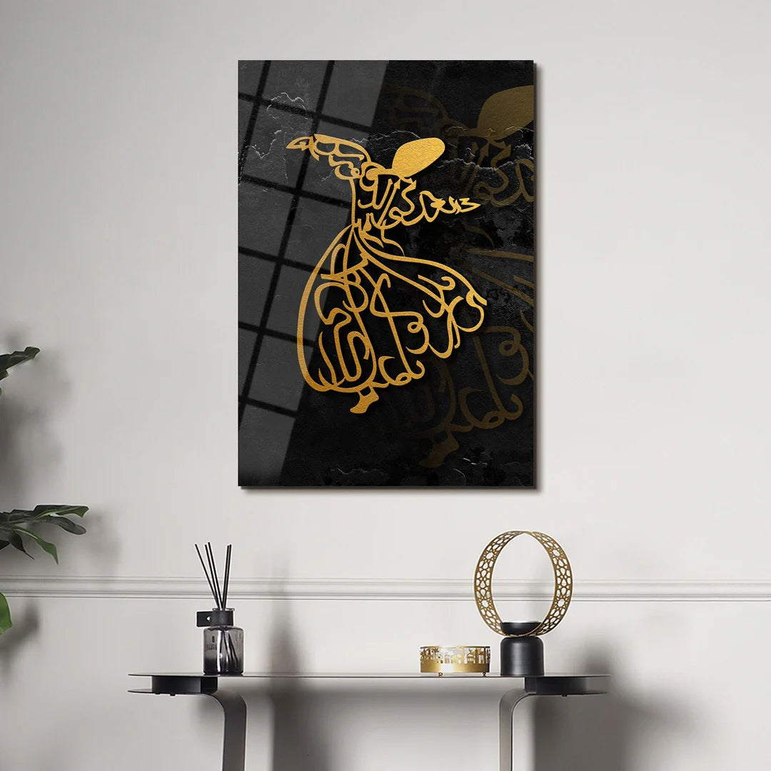 Maryam Islamic Art Whirling Dervish Metal Wall Art (Rumi) Glass Wall Art.