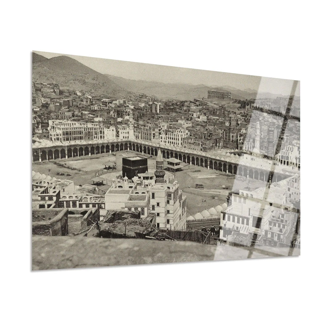 Maryam Islamic Art Old Kaaba Image Glass Wall Art.