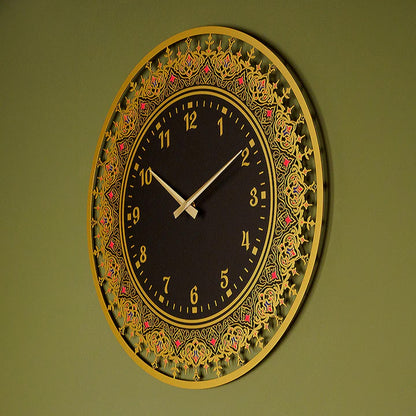 Islamic Patterned Metal Wall Clock with Latin Numerals – Modern Arabic Style Home Decor | Size 20" x 20" (60 x 60 cm)