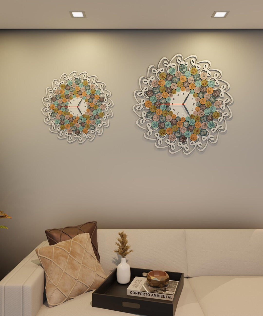 99 Names of Allah and Huwa Metal Islamic Wall Clock. Islamic Wall Art Arabic Calligraphy Muslim Home Decor Ramadan Decoration Eid Gift