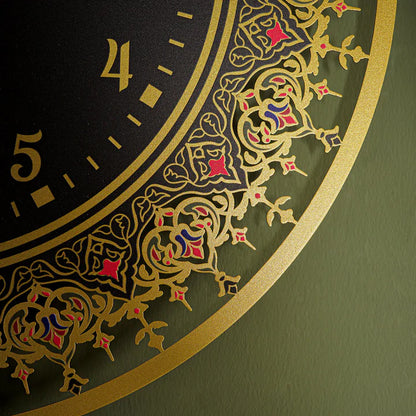 Islamic Patterned Metal Wall Clock with Latin Numerals – Modern Arabic Style Home Decor | Size 20" x 20" (60 x 60 cm)